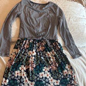 Carter's Black and White Striped Floral Dress